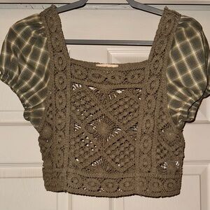 Olive Green Crochet Top